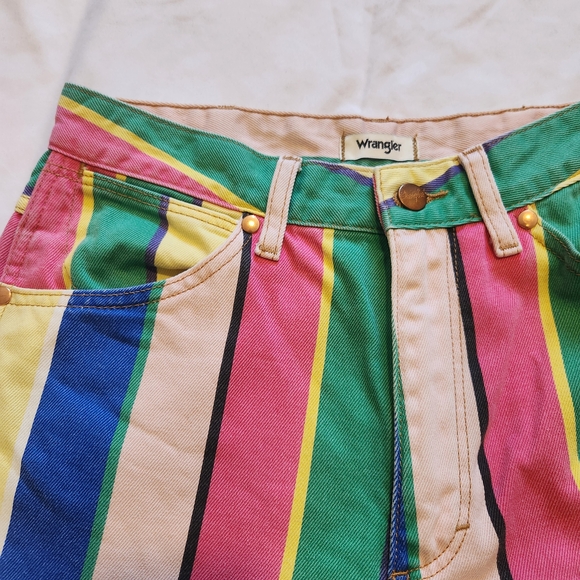 Wrangler Denim - Wrangler Rainbow Stripe Wide-Leg Jeans - Pink, Green, Blue, Yellow, Cream